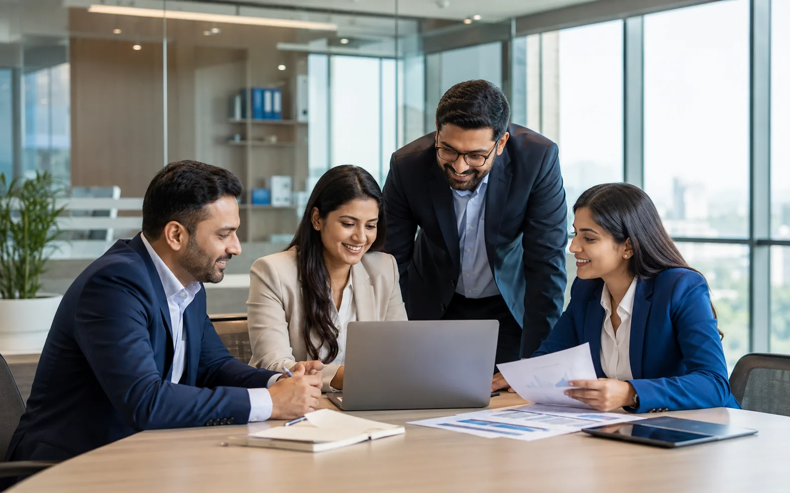 Indian business teams working together